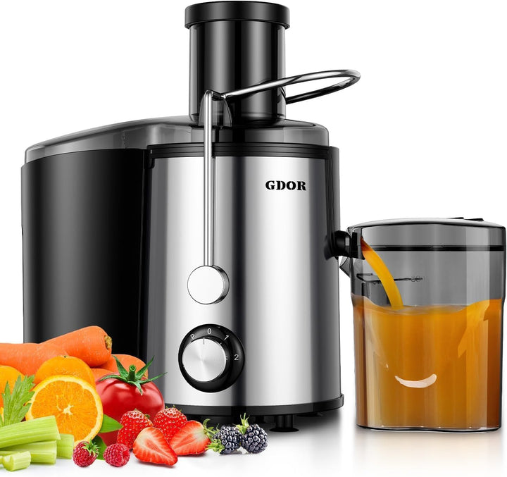 GDOR 800W Entsafter Juicer Machine aus Edelstahl 76mm Grossem Mund Entsafter Gemüse und Obst 3 Gesch