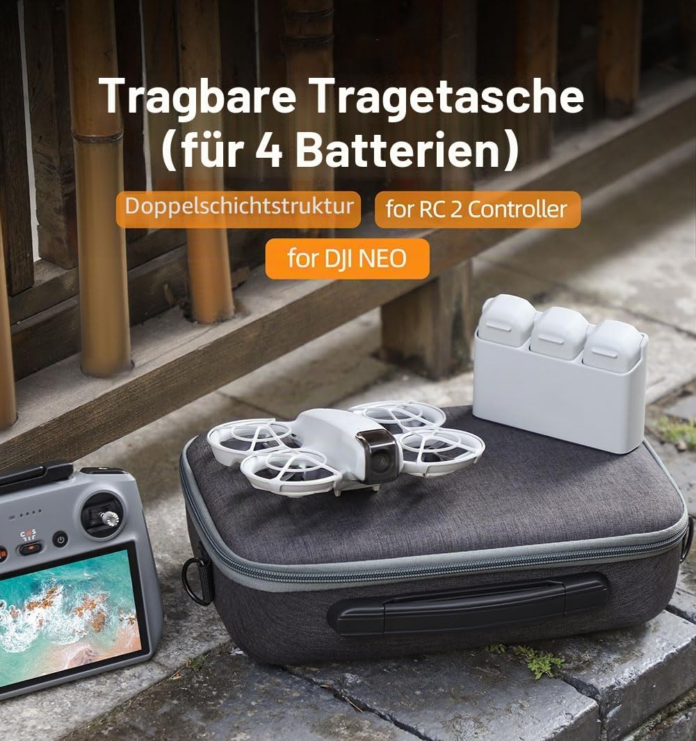 Harte Tragetasche für DJI Neo, kompatibel mit RC 2, Reise-Schutz-Umhängetasche und Zubehör