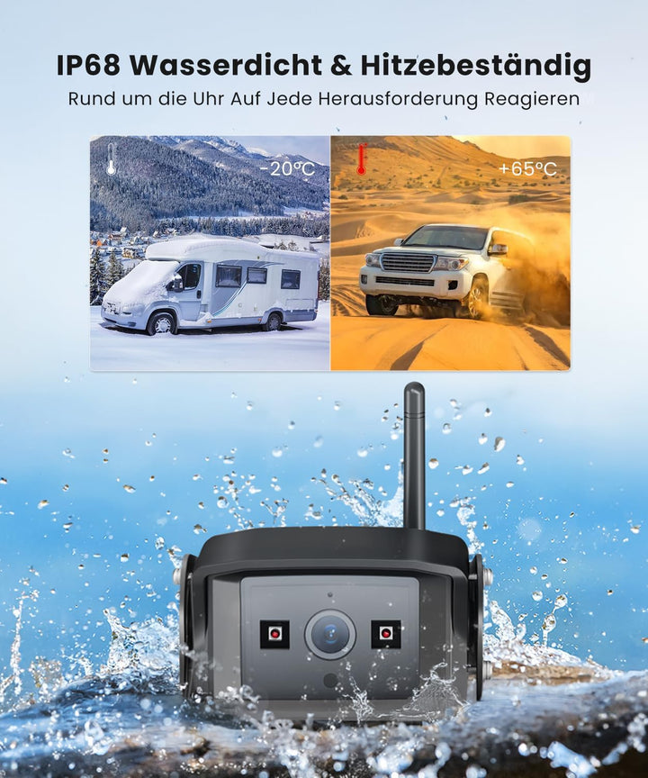 AUTO-VOX 7" HD Rückfahrkamera Kabellos: Einfache Installation & Stabiler Empfang, 150° Weitwinkel Rü