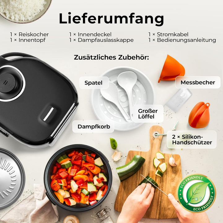Balter Reiskocher, Multikocher mit 20 Programme, 4L Rice Cooker, Multicooker, Fuzzy-Logic, Dampfgare