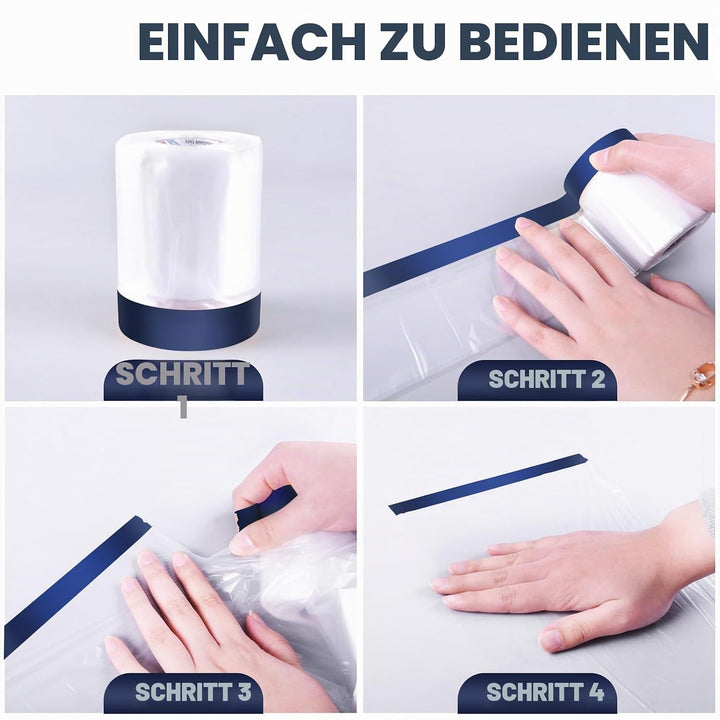 ADHES Abdeckfolie Mit Klebeband, Maler Abdeckfolie Malerband Abdeck-Folie, Malerfolie Malerkrepp Für