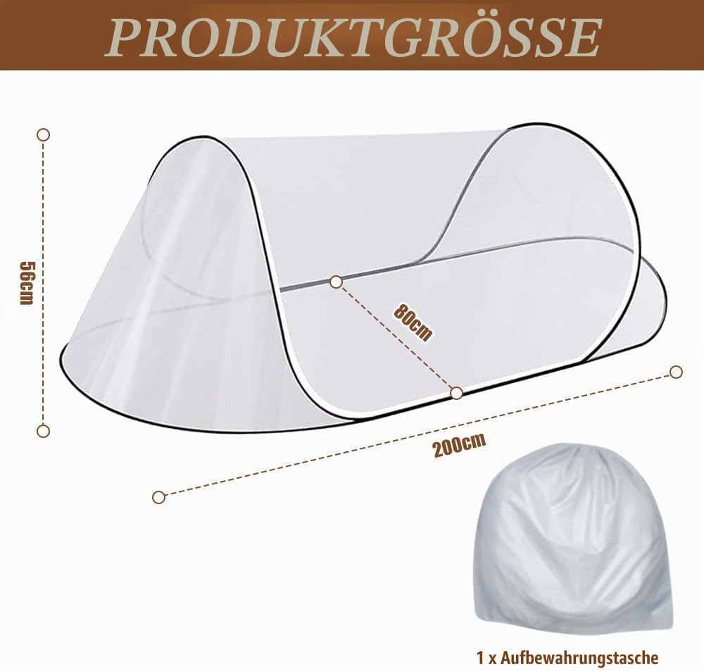 Moskitonetz Reise, 200 x 80 x 56 cm Faltbares Mückennetz, Moskitonetz Pop Up, Fliegennetz Bett, Outd