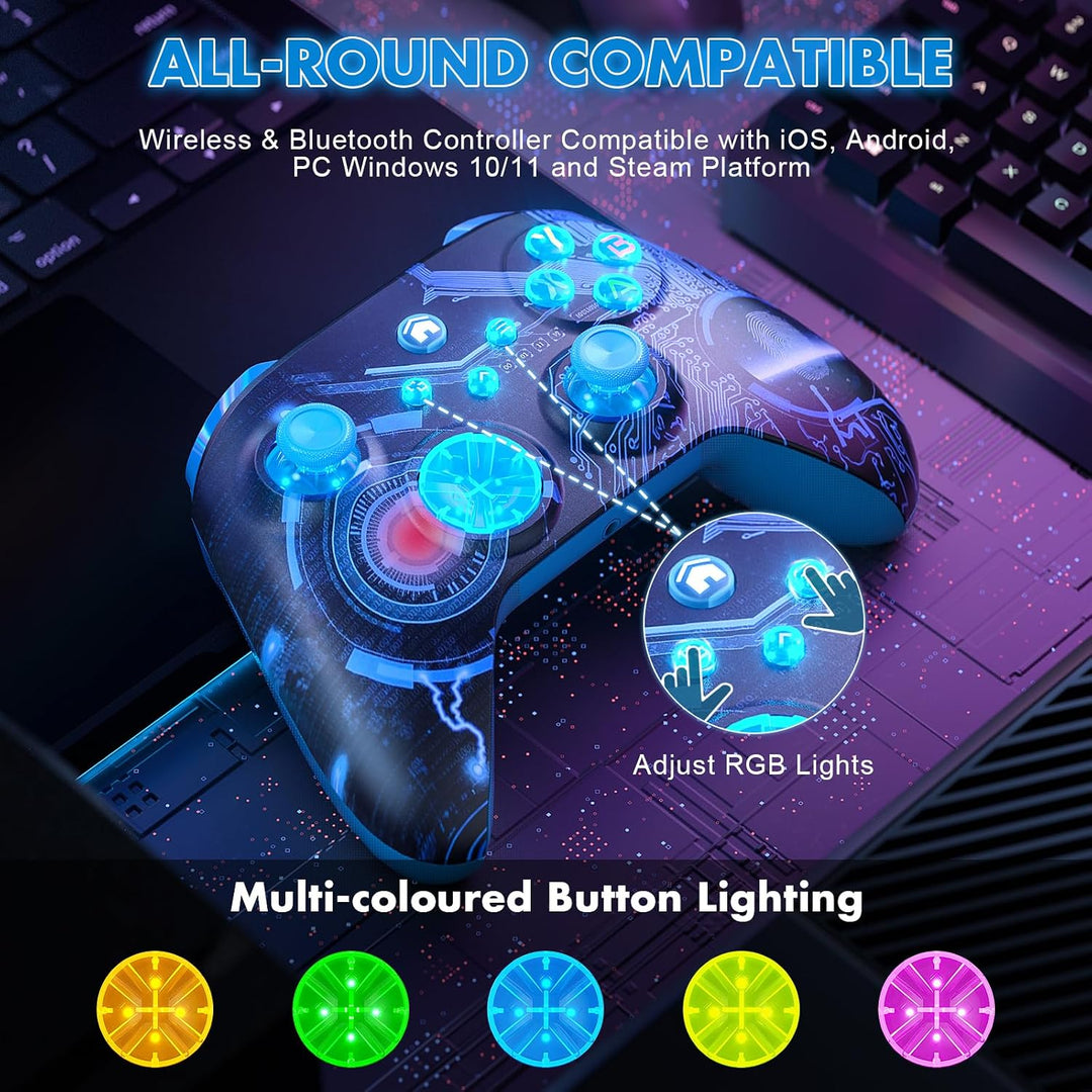 Lapezei Wireless RGB Controller für Xbox Series S/X, mit Xbox One/PC/Android/iOS, Bluetooth Gamepad