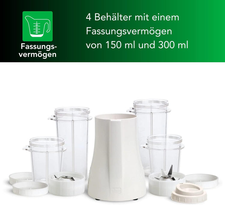 Tribest Personal Blender PB 250 Weiss – Leistungsstarker platzsparender Mixer Smoothie Maker – 200 W