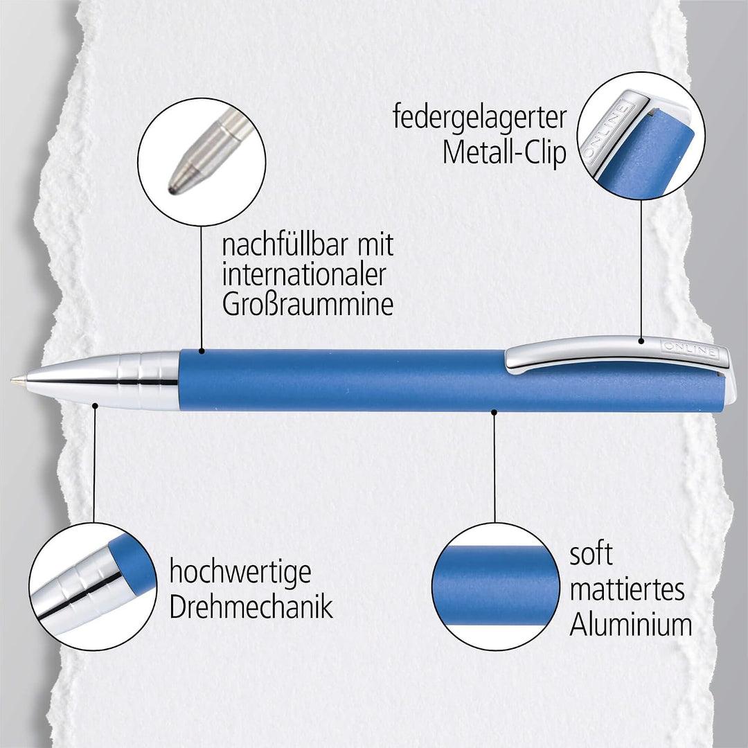 ONLINE Kugelschreiber Vision Blue I Drehkugelschreiber mit Standard Grossraummine in Strichstärke M,