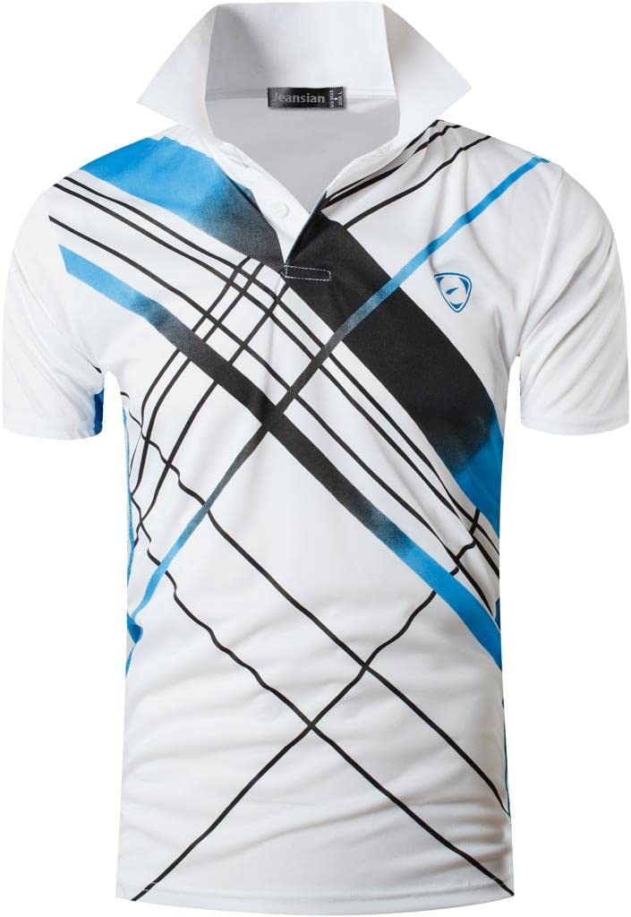 Jeansian Herren Kurzarm Passform Sport Polo Tee Shirts T-Shirts Tops Poloshirt Golf Tennis Picklebal