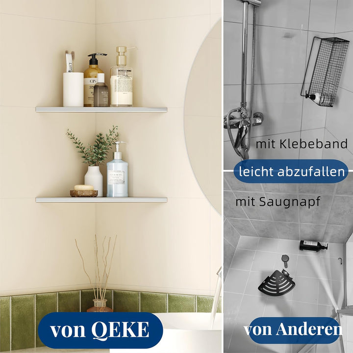Dusche Eckablage ohne Bohren, 304 Edelstahl Duschregal, Einbau Duschablage an Wand, 2 Stück Badablag