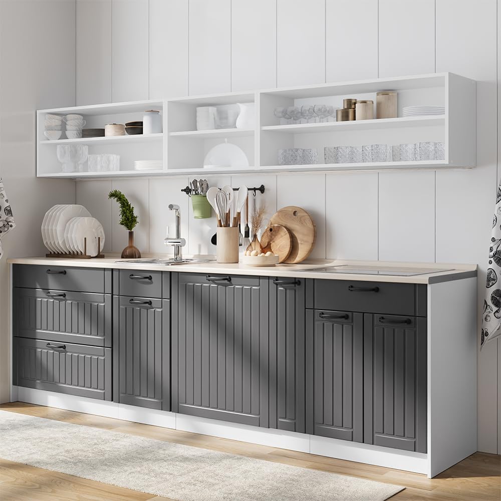 Vicco Apothekerschrank Fame-Line, Dunkelgrau/Weiss, 20 cm | AP Marmor, zur Kombination mit weiteren