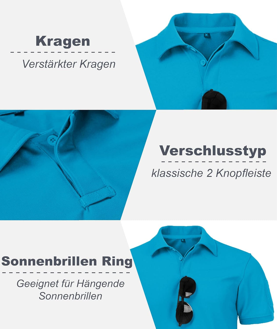 igeekwell Poloshirt Herren Kurzarm Atmungsaktives Golf Polo Hemd Summer Poloshirts Männer mit Brille
