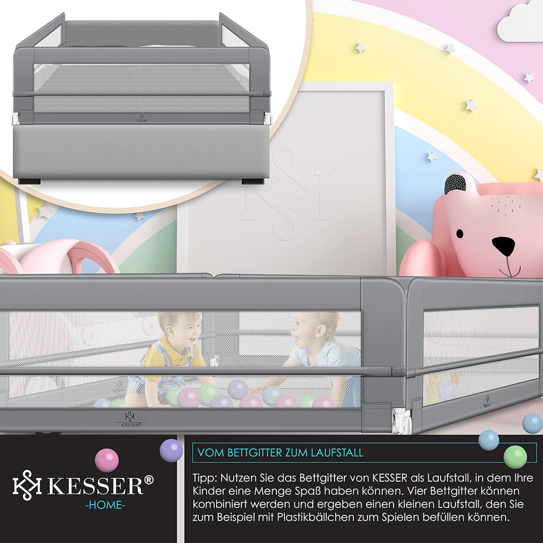 KESSER® Bettgitter 100 cm Bettschutzgitter Kinderbettgitter für Kinder Babybettgitter Klappbar, Trag