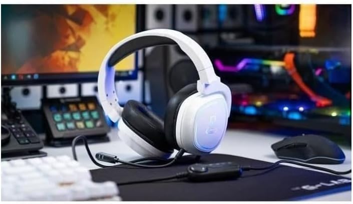 THE G-LAB - Korp Radium Gaming Headset mit abnehmbarem Mikrofon, Gaming Kopfhörer mit LED Licht, Gam