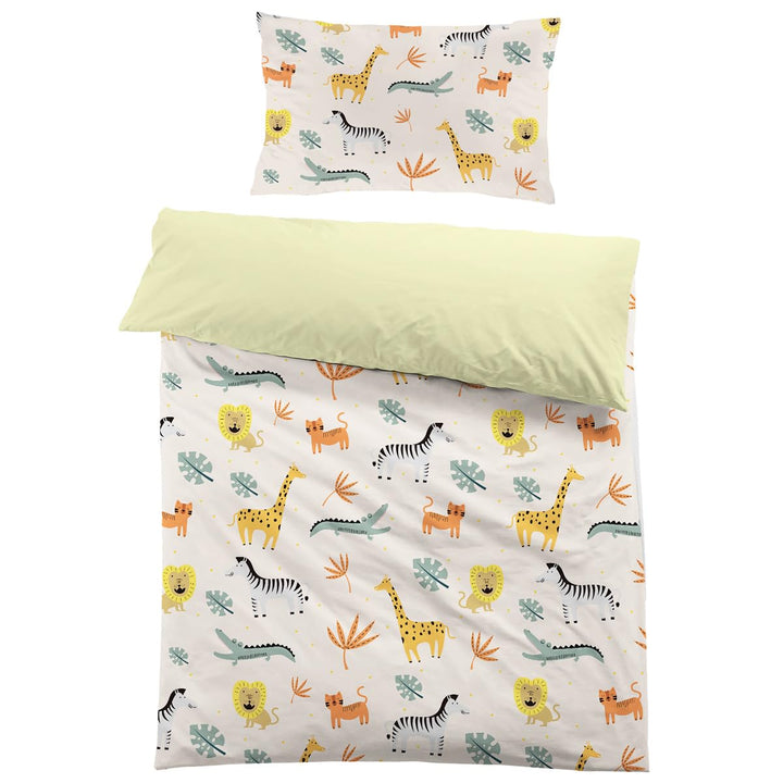 MUSOLEI Kinderbettwäsche 120x150 Tiere Bettwäsche Kinder Mädchen Jungen Waldtiere Löwe Krokodil Zebr