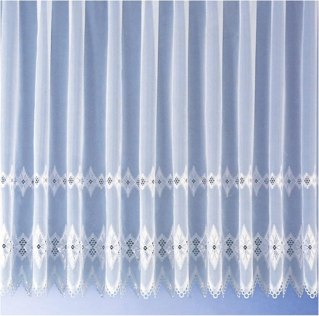 heimtexland ® Store Gardine Macramée Stickerei Borte Kräuselband Vorhang transparent Typ122 Höhe 243