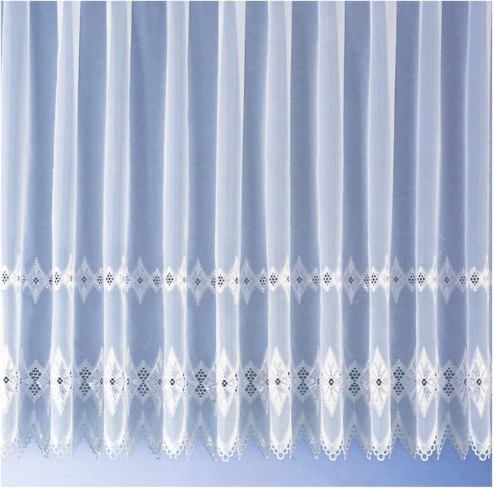 heimtexland ® Store Gardine Macramée Stickerei Borte Kräuselband Vorhang transparent Typ122 Höhe 243