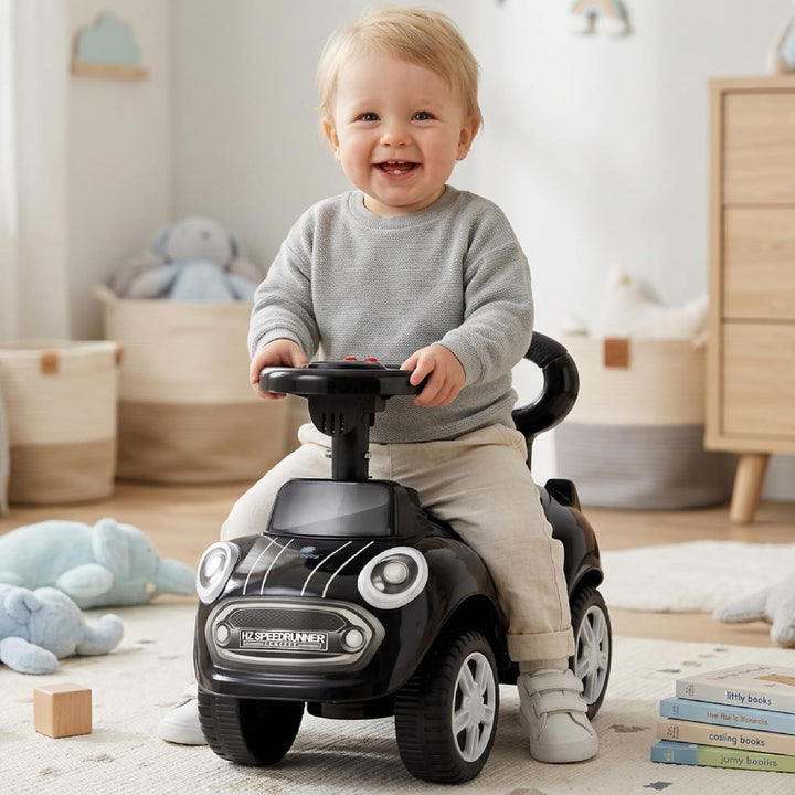 Rutschauto ab 1 Jahr, Lauflernwagen, Kinderauto Indoor, Rutschfahrzeug mit Klängen (Schwarz), Schwar