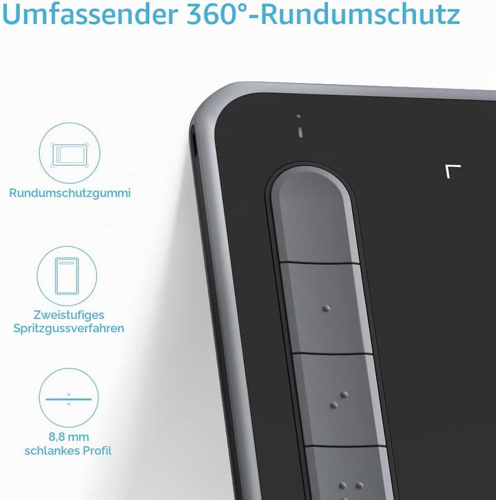 XP-PEN Deco LW Wireless Grafiktablett t 10" x 6" kabelloses Zeichenpad mit X3 Elite Stylus, 60 Grad