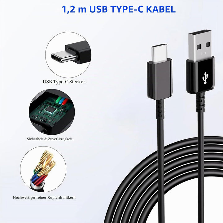 2-Pack Adaptives Schnell-Ladegerät, Schnellladegerät Netzteil mit USB C Ladekabel für Samsung Galaxy