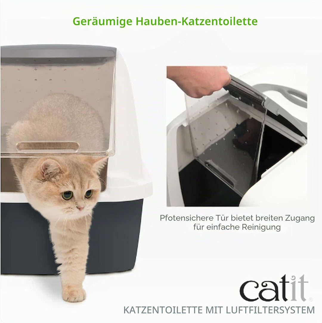 Catit Jumbo Katzentoilette mit Abdeckung, Weiss/Grau Weiss/Grau 1 Stück (1er Pack), Weiss/Grau 1 Stü