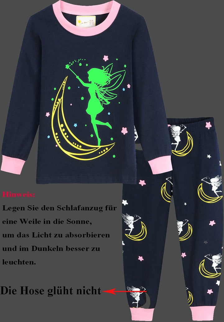 EULLA Kinder Mädchen Schlafanzüge Langarm Baumwolle Winter Pyjama Set Einhorn Prinzessin Dino Hase E