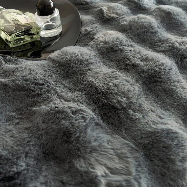 Kuscheldecke Kaninchen Plüsch Decke Kunstfell Warme Überwurfdecke Sofadecke Vielseitig Blanket für C