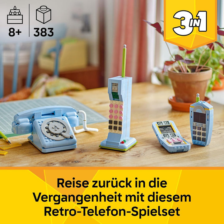 LEGO Creator 3-in-1 Retro-Telefon Spielzeug mit Wählscheibe – verwandelbar in EIN 1980er-Modell oder