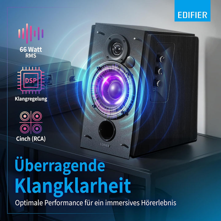 Edifier R1700BT BK Lautsprechersystem (66W) für TV/PC/Notebook/Tablet/Smartphone schwarz Black(Singl