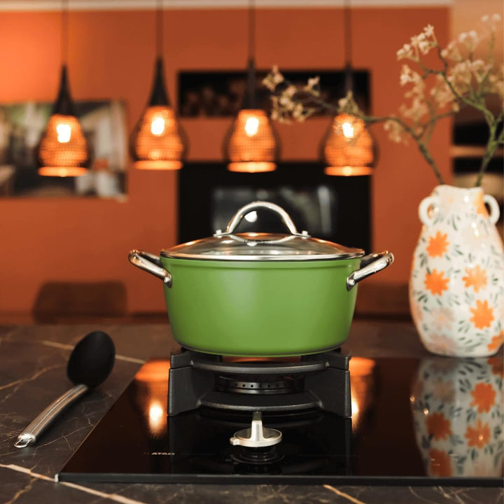 Cook & Pan - Go Green Kochtopf mit Deckel 22 cm-Induktionsgeeignet-PFAS frei Keramik-Beschichtung -A