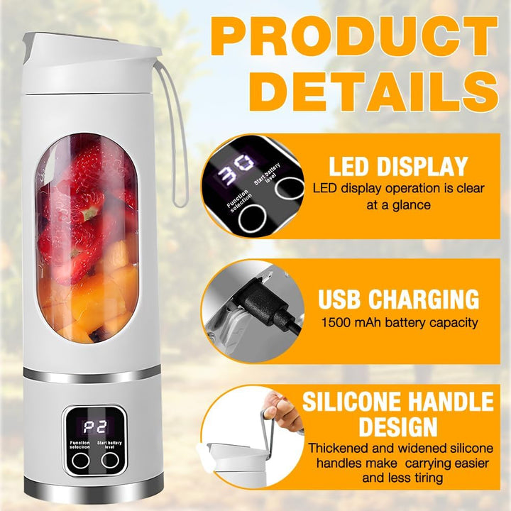 Tragbarer Mixer Smoothie Maker to Go, 450ML Portable Blender USB Wiederaufladbar Standmixer Klein mi