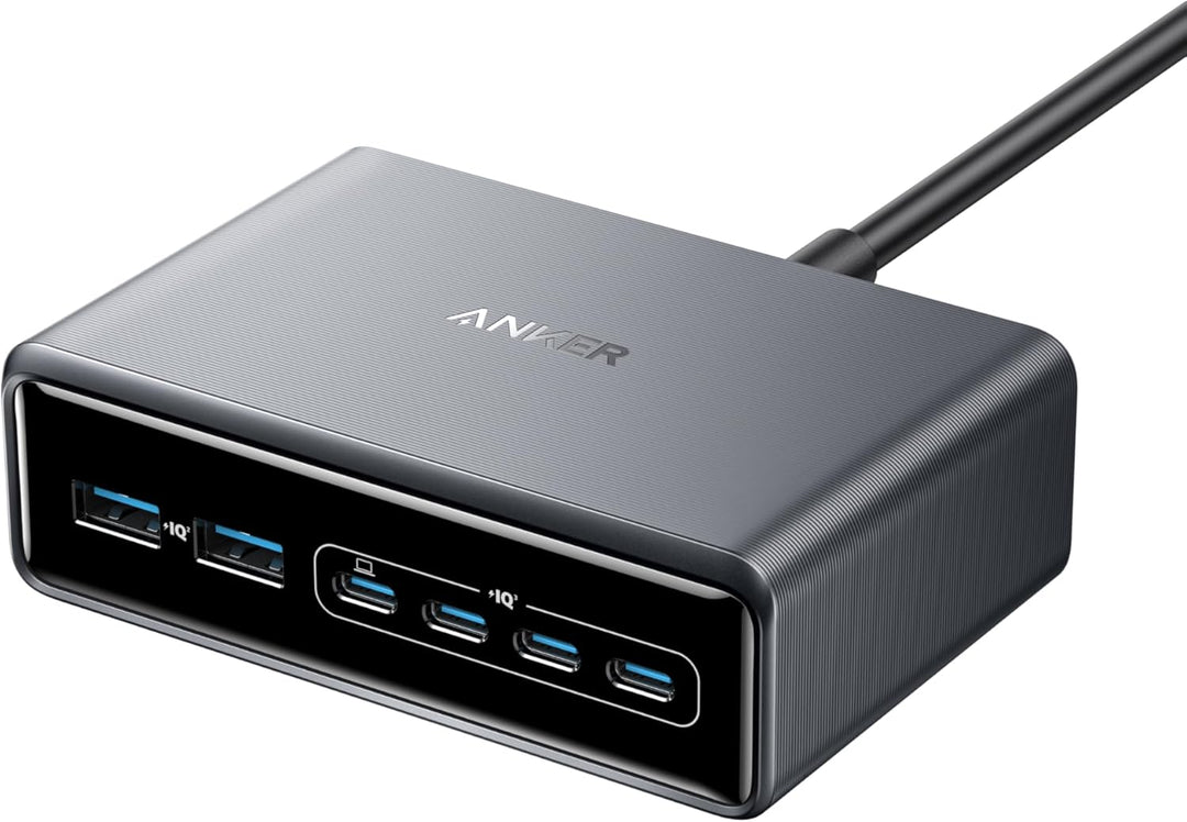Anker Prime Ladegerät, 200W 6 Anschlüsse GaN Ladestation, USB-C PD Desktop Ladegerät mit Schnell-Lad