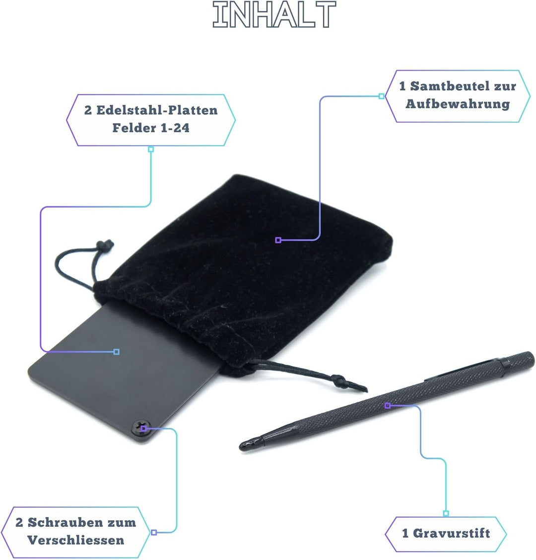 Cryptonite Crypto Wallet Cold Bitcoin Wallet aus rostfreiem Stahl für Backup der Seed Phrase (max. 2