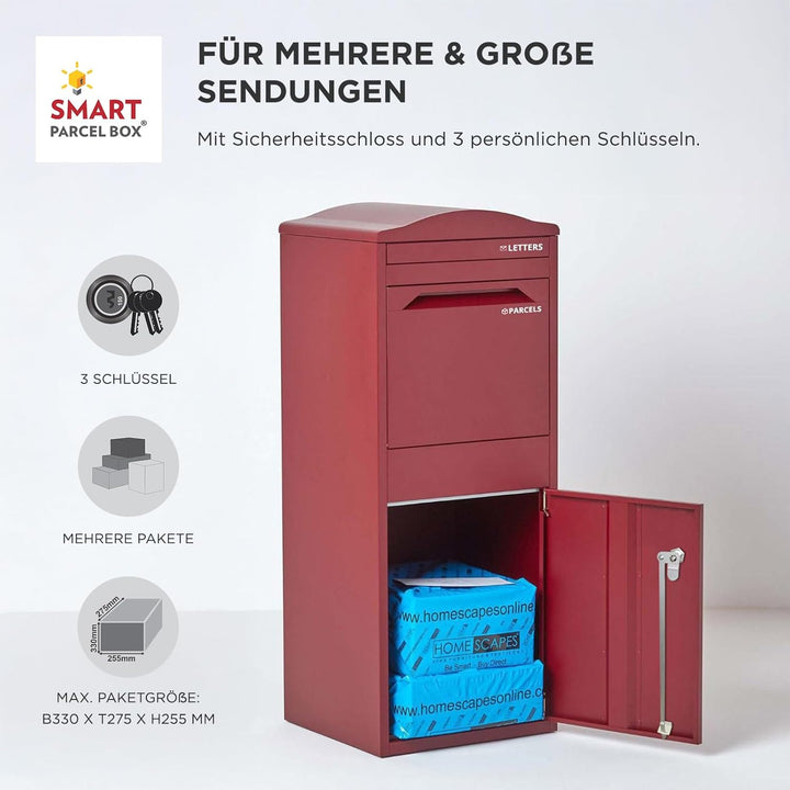 SMART PARCEL BOX Paketbox draussen, Standbriefkasten mit Paketfach, Paketbriefkasten XXL, grosse Pos