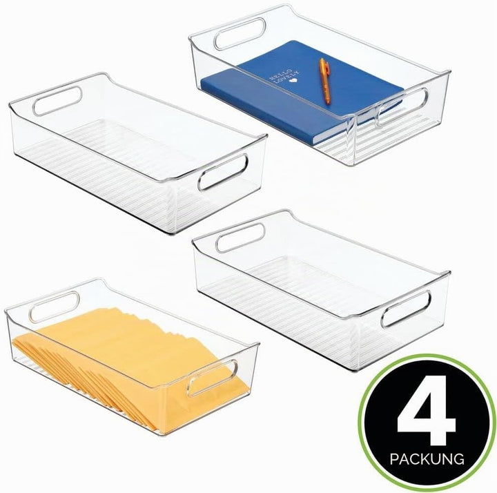 mDesign Aufbewahrungsbox für Büroutensilien – grosse Sortierbox aus Kunststoff für Schrank oder Schu