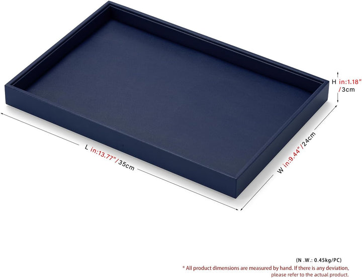 Oirlv Blau PU Leder Schmucktabletts Flat Tabletts Ring Halskette Uhr Organizer Display Tabletts(35X2