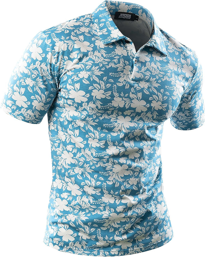JOGAL Herren Golf Poloshirts Kurzarm Floral Sommer Freizeithemd Regular Fit Sport Outdoor Polo Tshir