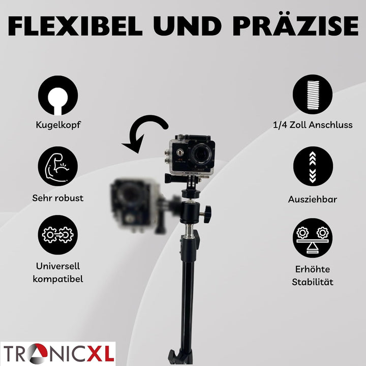 TronicXL 210cm Stativ Tripod Kamerastativ kompatibel mit DJI Osmo GoPro Hero Hero+ 3 4 5 6 7 8 9 10