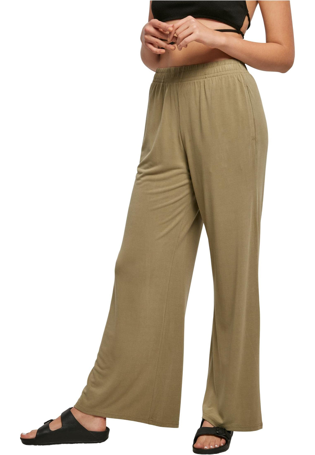 Urban Classics Damen Ladies Modal Wide Leg Pants, Khaki
