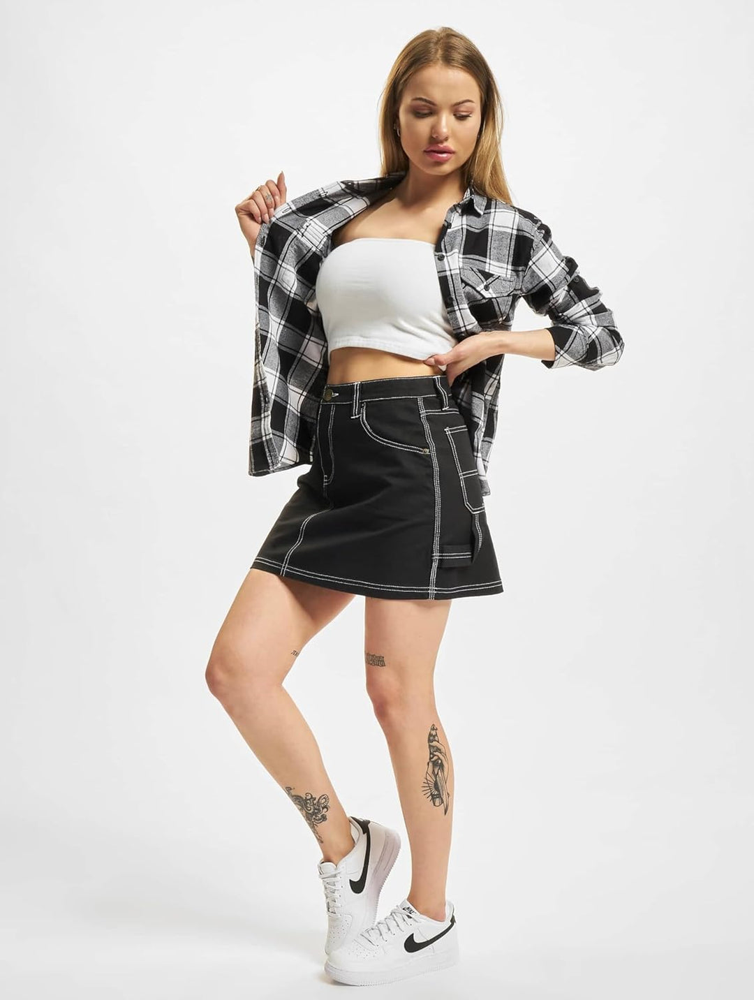 Brandit Amy Flanell Checkshirt Girl-Hemd, S White-black