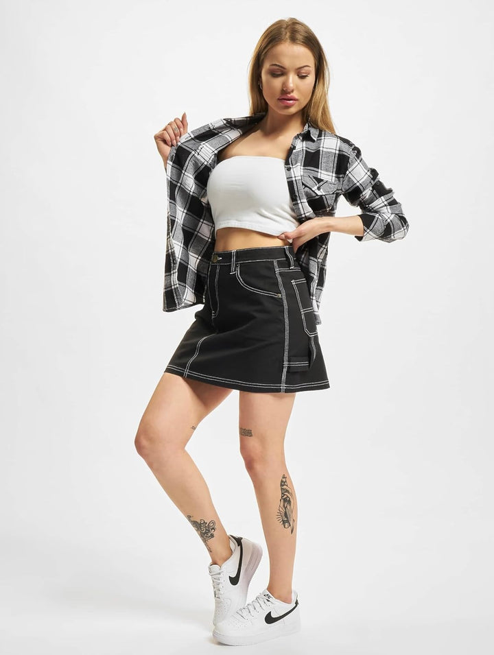 Brandit Amy Flanell Checkshirt Girl-Hemd, S White-black