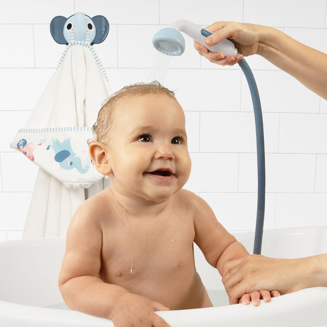 Yookidoo Duschkopf für Baby-Badewanne, Elefanten-Wasserpumpe mit Stammauslauf und Spüler, kontrollie