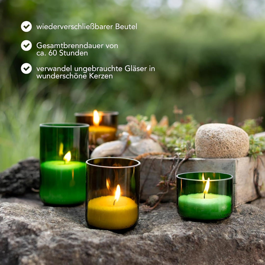 Kerzensand Bourbon Vanille Kerzen Granulat 400g - Weisses Paraffinwachs für DIY-Kerzen, Inkl. 4 Doch