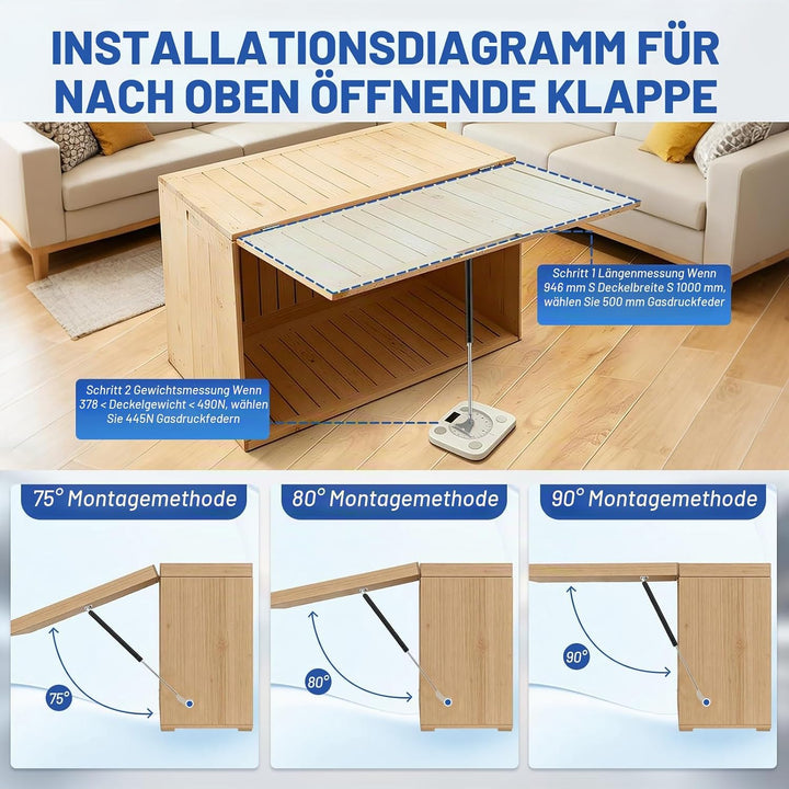 2 Stück Gasdruckfeder 500mm 445N/45Kg,L-Förmigen,Gasdruckdämpfer,Stossdämpfer Für Werkzeugkasten Woh