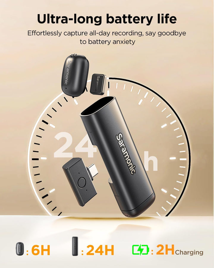 Saramonic Air SE kabelloses Lavalier-Mikrofon, 48 kHz/24 Bit, USB-C&Lightning Mini Mikrofon für iPho