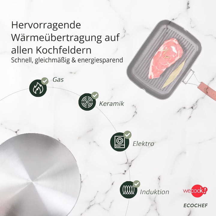 Wecook! Ecochef - Aluminium Non Stick Grill Pan - 34 X 24 cm, 34 X 24 cm