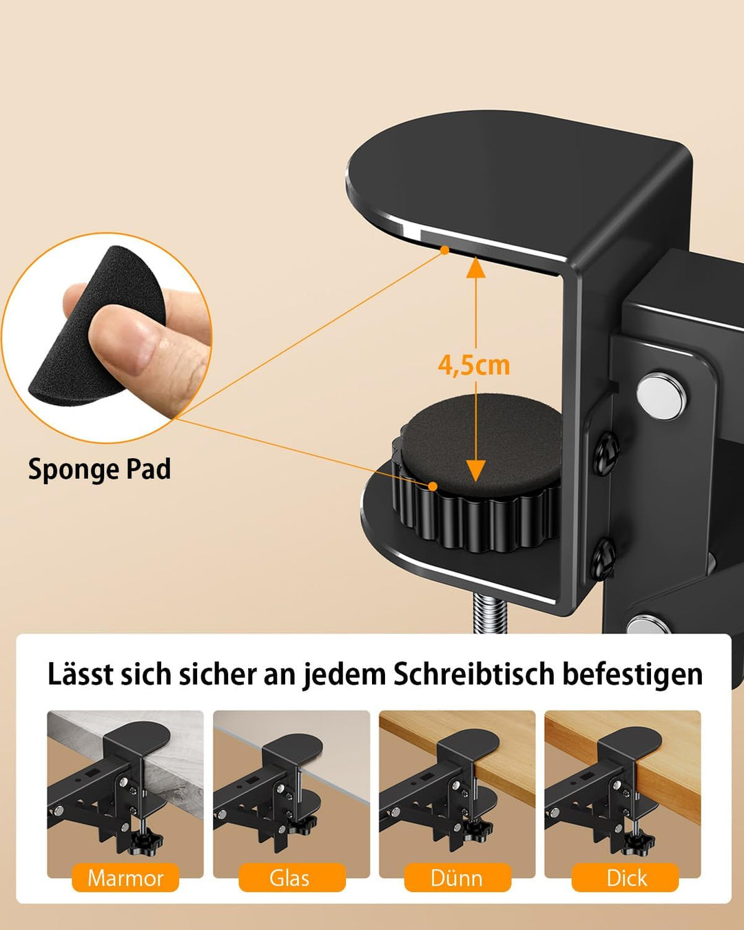 Ergonomische Schreibtisch Verlängerung,20,8x19,3 cm Armauflage Schreibtisch,90° klappbare Unterarmst