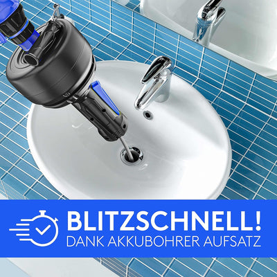 Meisterfaktur Rohrreinigungsspirale Pro [5 m] - innovativer Mechanismus - Ideale Abflussspirale für
