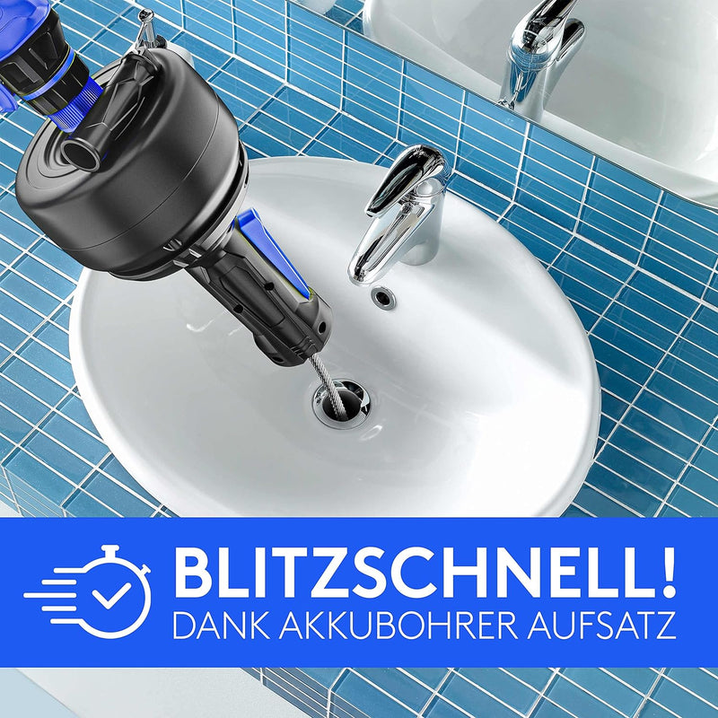 Meisterfaktur Rohrreinigungsspirale Pro [5 m] - innovativer Mechanismus - Ideale Abflussspirale für