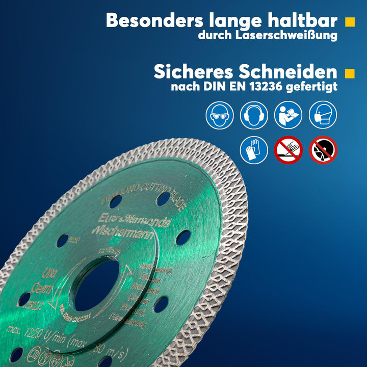 Profi Diamant-Trennscheibe Keramik Super Ultra von EDW, 125 mm H 22,2mm, Fliesenscheibe, extra dünn,