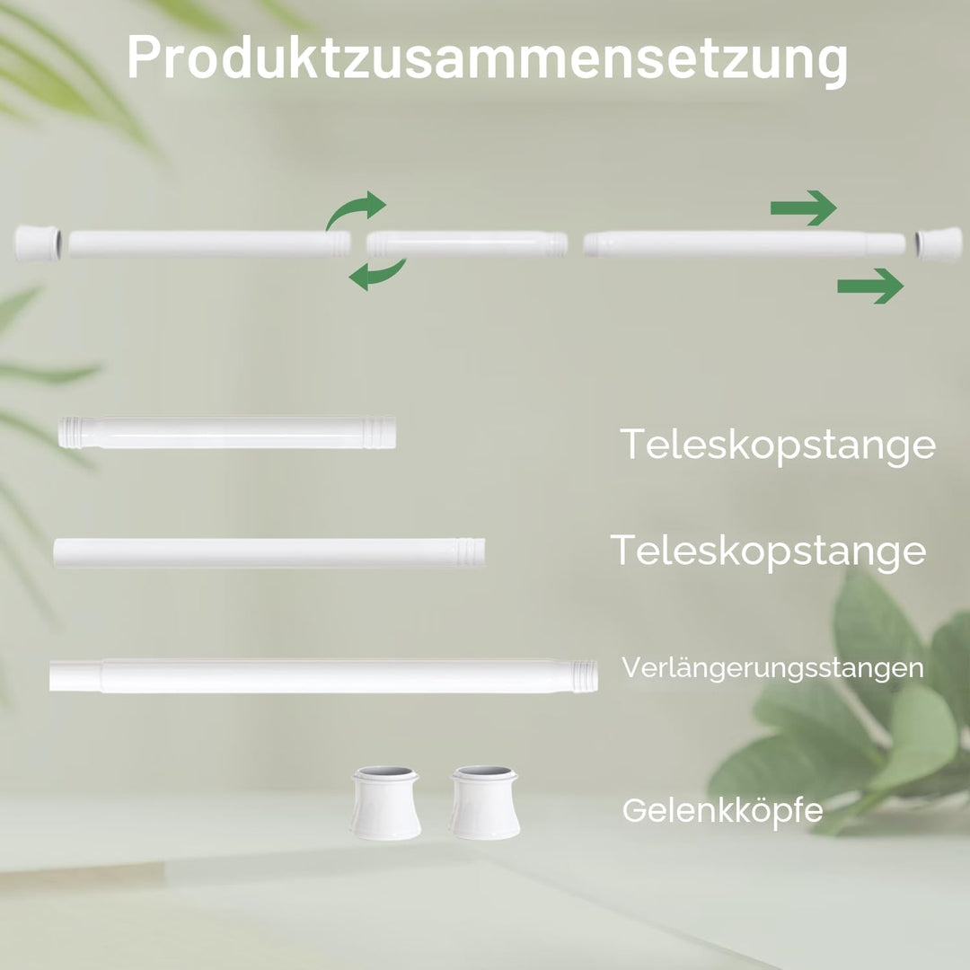 Gardinenstange ohne Bohren und Schrauben Teleskopstange Duschvorhangstange zum Einklemmen Vorhangsta