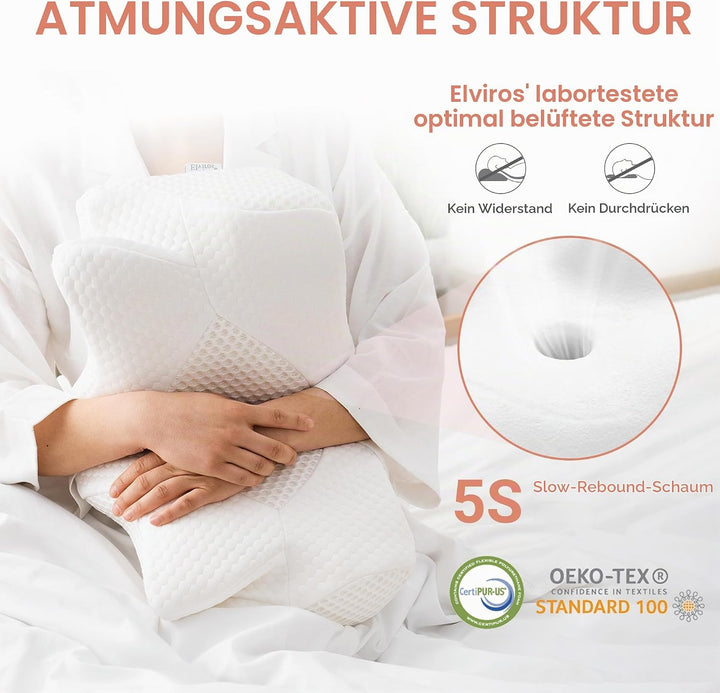 Elviros Orthopädisches Nackenkissen aus Memory Foam, Ergonomisches Kopfkissen Nackenschmerzen, für R