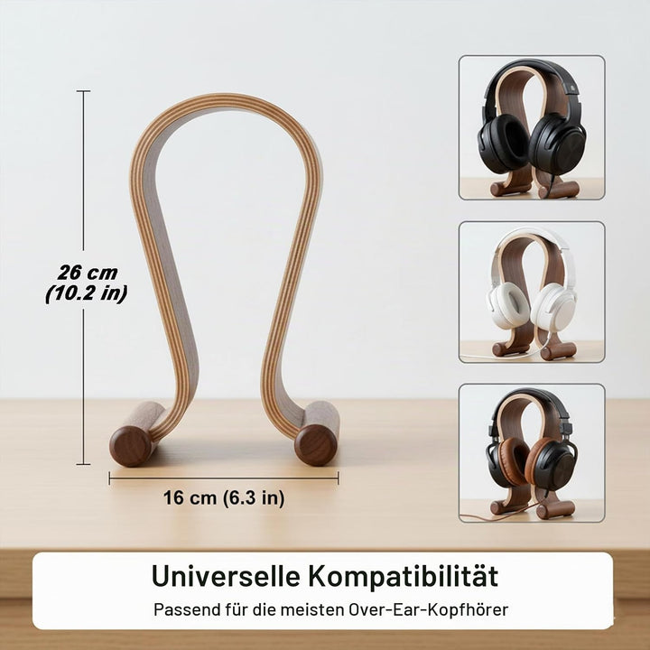 Kopfhörerhalter Holz, Kopfhörer Ständer, Kopfhörer Halter, U Form, Walnussholz, Universal, Umweltfre